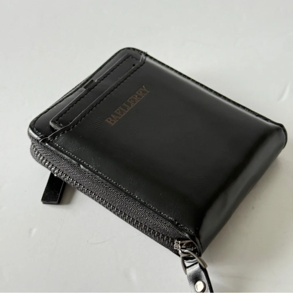 Baellerry Black Men's Wallet with Zipper Closure